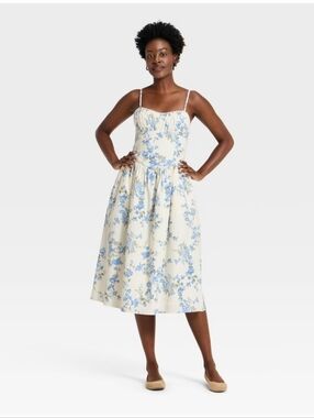 Women's Corset Midi Dress -A New DayM Blue Floral S